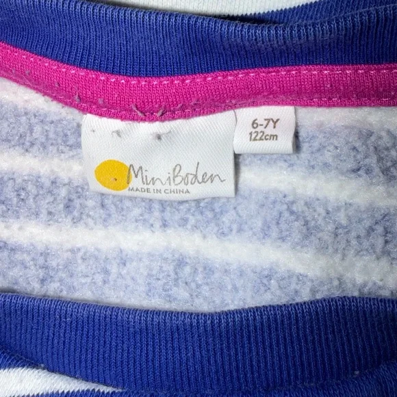 Mini Boden Blue & White Striped tunic Top with floral 3D puppy purse 6-7 - Picture 3 of 3